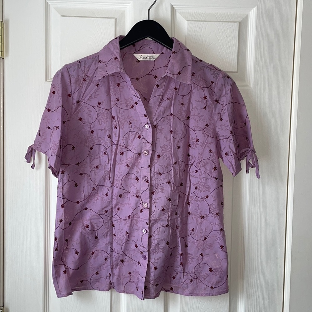 💜SEARS Tradition brand ,Women’s short sleeve button up blouse .